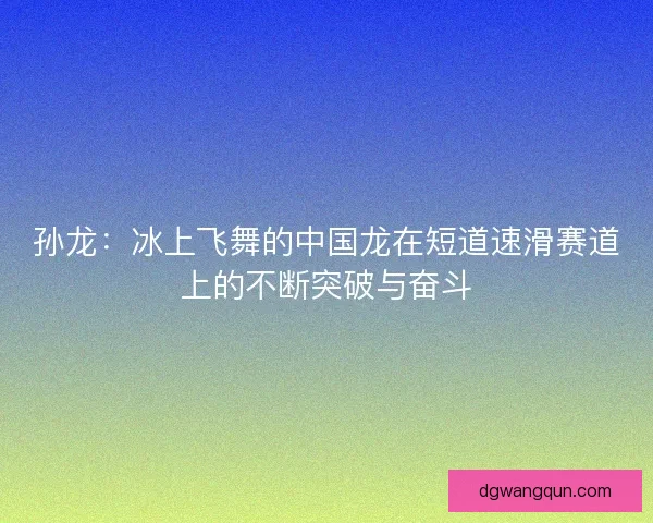 孙龙：冰上飞舞的中国龙在短道速滑赛道上的不断突破与奋斗