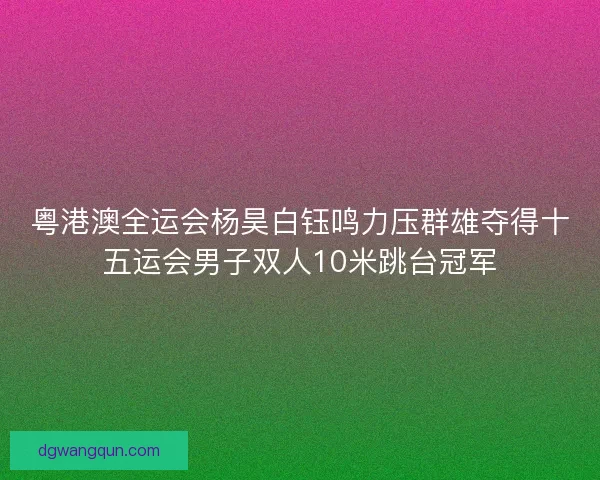 粤港澳全运会杨昊白钰鸣力压群雄夺得十五运会男子双人10米跳台冠军