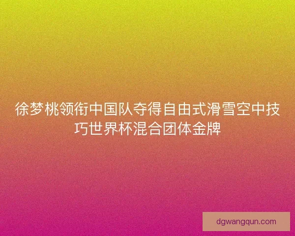 徐梦桃领衔中国队夺得自由式滑雪空中技巧世界杯混合团体金牌