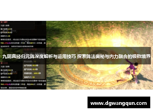 九阴真经归元阵深度解析与运用技巧 探索阵法奥秘与内力融合的极致境界
